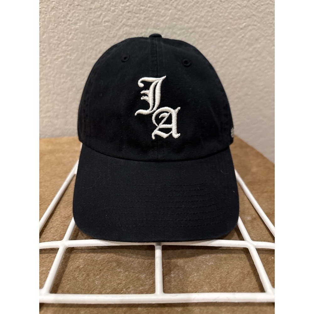 los angeles dodgers '47 Brand Black Strapback Hat Old English LA Adjustable Hat